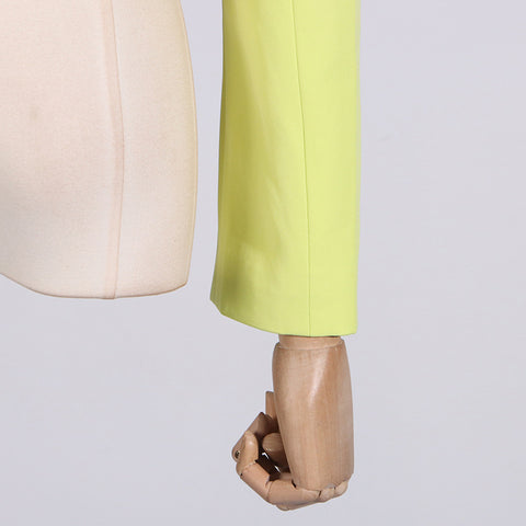 Solid Color Two-Piece V-neck Long-Sleeved Short Suit Jacket + High-Waisted Wide-Leg Pants Casual Suit