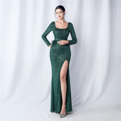 Viv Formal High Slit Glitter Dress