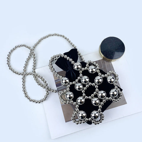 Sac à main de forme concave avec perles sombres pour célébrités d'Internet, sac messager tendance 