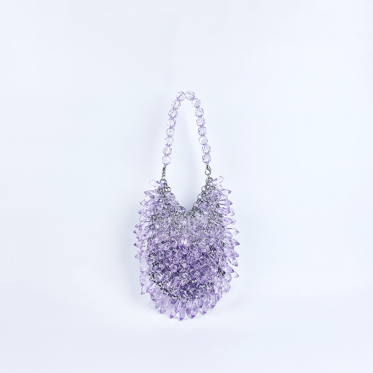 Sac à main en acrylique fait à la main avec perles de couleur unie, sac à main portable en forme de goutte d'eau, sac à dîner à haute sensibilité 