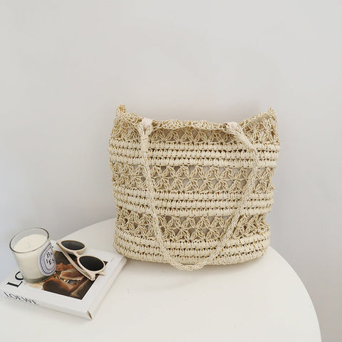 Sac de paille découpé et creux en forme de fée, petit sac de plage pour les vacances à l'épaule 