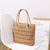 Sac de paille super creux découpé élégant sac fourre-tout tissé à l'épaule sac de plage de vacances sac en rotin tissé 