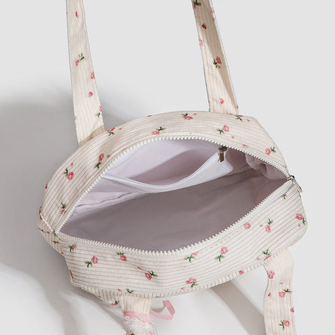 Sac imprimé pour fille mignonne, sac oreiller portable, joli petit sac Boston à fleurs coréen 