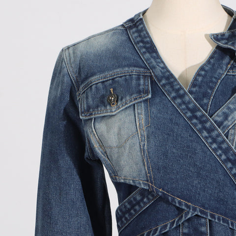 Personalized Short Irregular Collar Denim Jacket