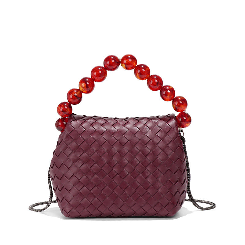 Sac à main en verre tissé vintage Niche All Match Sac à bandoulière Sac à bandoulière simple et tendance pour femmes 