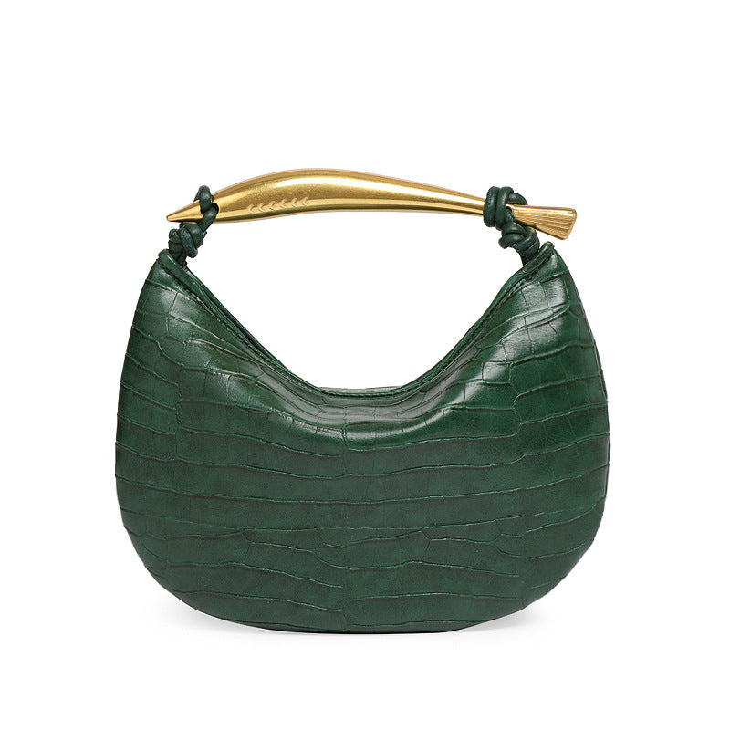 Smaragdgrüne Sardinentasche Textur Trendy Metall Handtasche Besonderes Interesse Leichte Luxus Schulter Messenger Bag Damen 