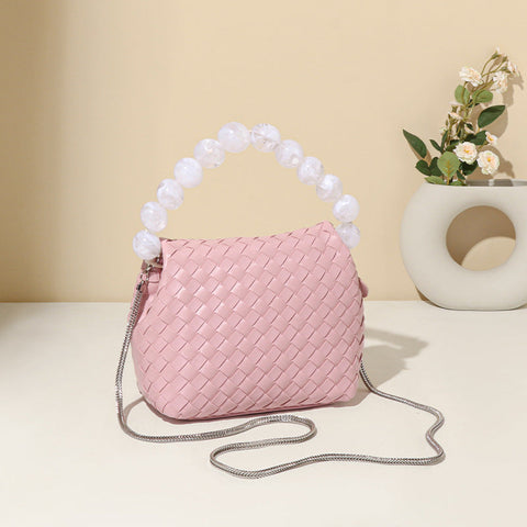 Sac à main en verre tissé vintage Niche All Match Sac à bandoulière Sac à bandoulière simple et tendance pour femmes 