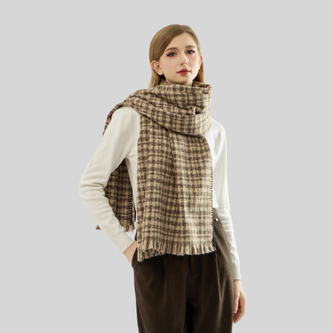 Scarf All Match Bag Edge Plaid Scarf Korean Thick Warm Scarf