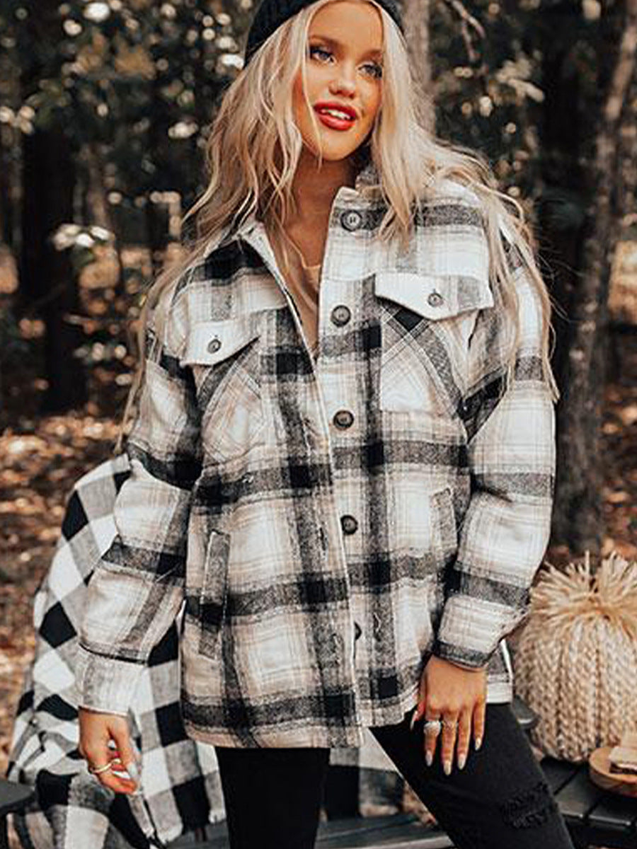 Falling For Cozy Vibes Plaid Sherpa Jacket