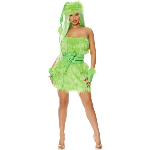 Halloween Green Fur Grinch Dress