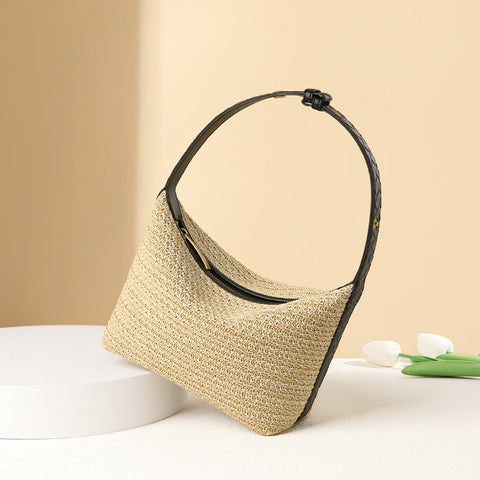 Sac à lunch en paille élégant et assorti à la mode française avec un design spécial, sac à bandoulière, sac à main, sac de plage pour les vacances 