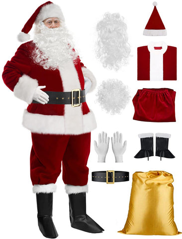 Unisex Christmas Santa Costume Fancy Dress Outfit Cosplay Party HolidaySet