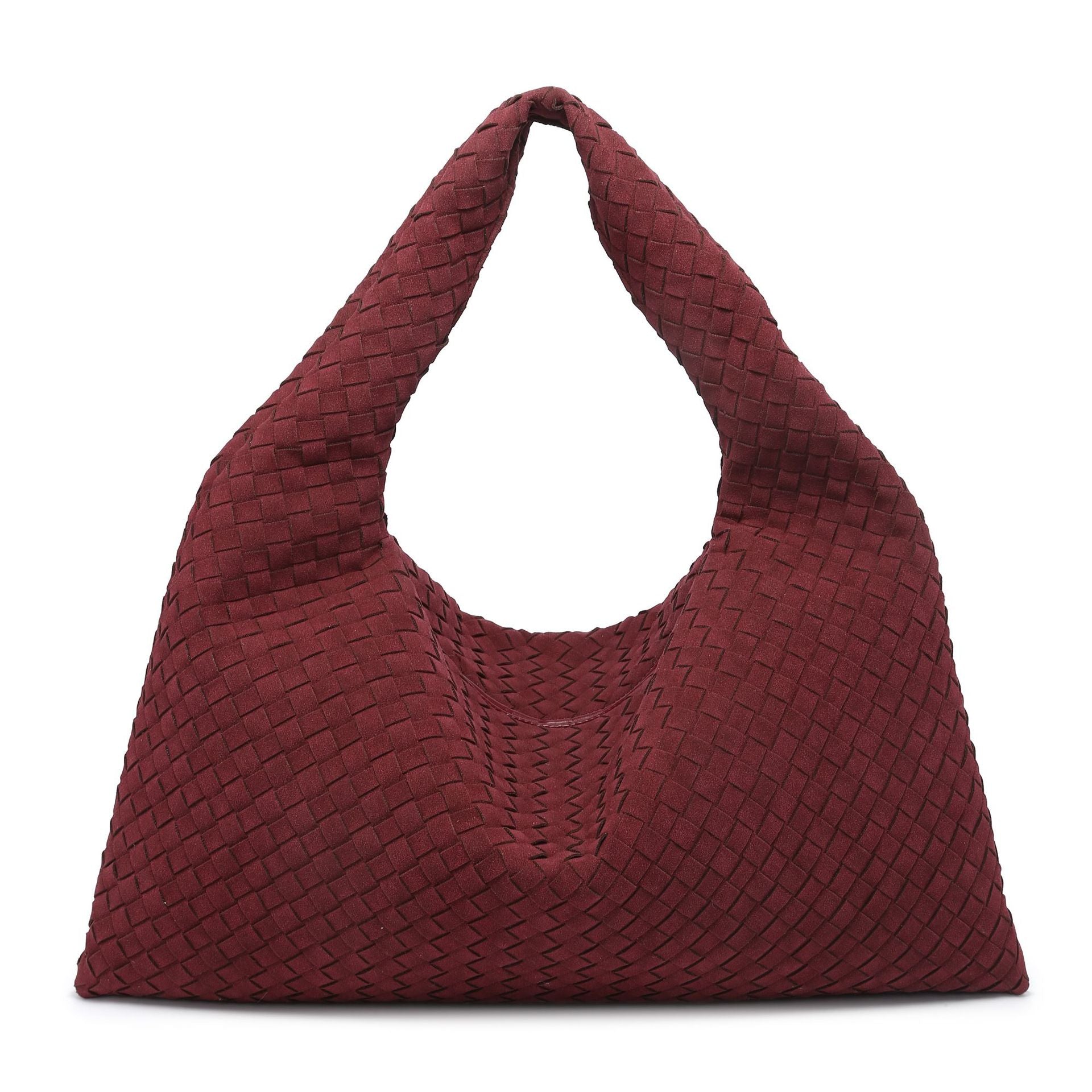 Sac à bandoulière en daim tissé à la main de grande capacité de couleur unie simple et décontracté 