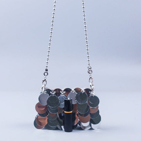 Sac à bandoulière fait main pour téléphone portable avec chaîne et paillettes 