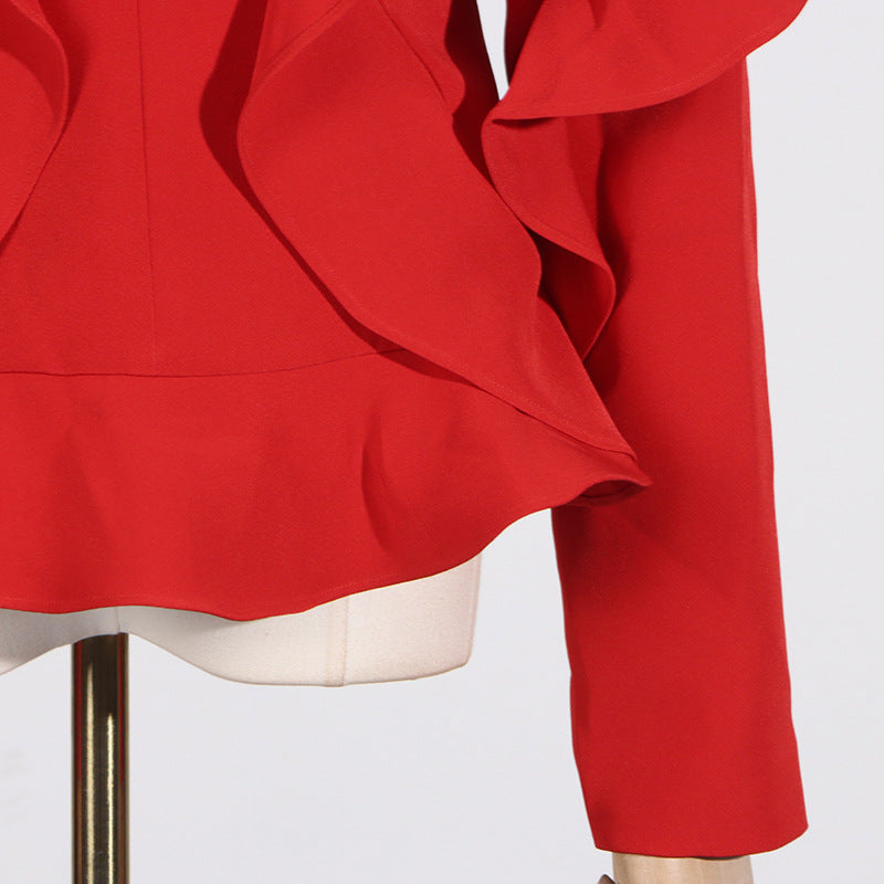 RED RUFFLE JACKET