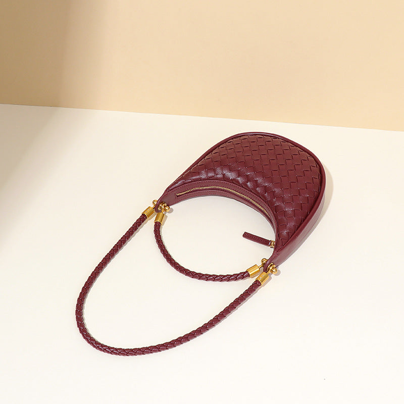 Sac à bandoulière rétro en tricot avec ceinture et sac à main en forme de croissant 
