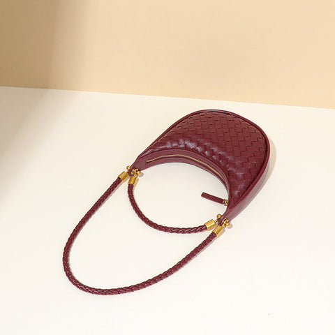 Sac à bandoulière rétro en tricot avec ceinture et sac à main en forme de croissant 
