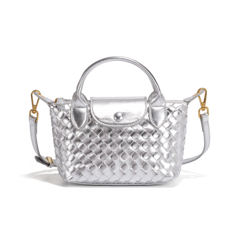 Woven Small Dumpling Bag Texture Popular Portable Bucket Bag High End Shoulder Messenger Bag