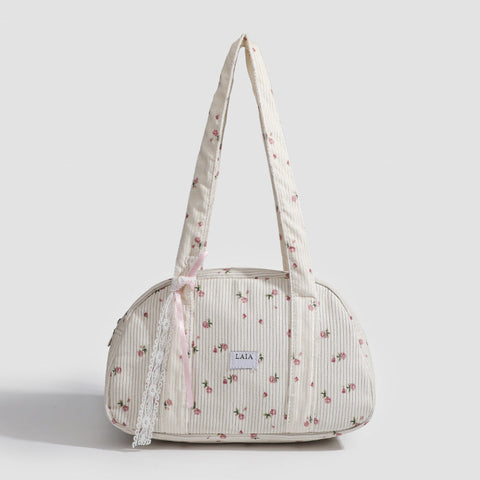Sac imprimé pour fille mignonne, sac oreiller portable, joli petit sac Boston à fleurs coréen 