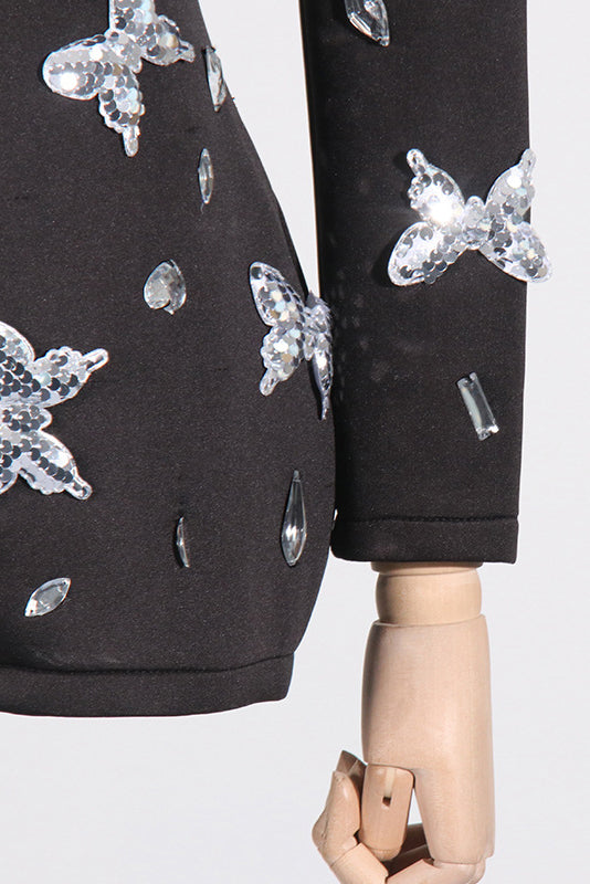 WAIST SLIMMING BUTTERFLY SEQUIN BLAZER