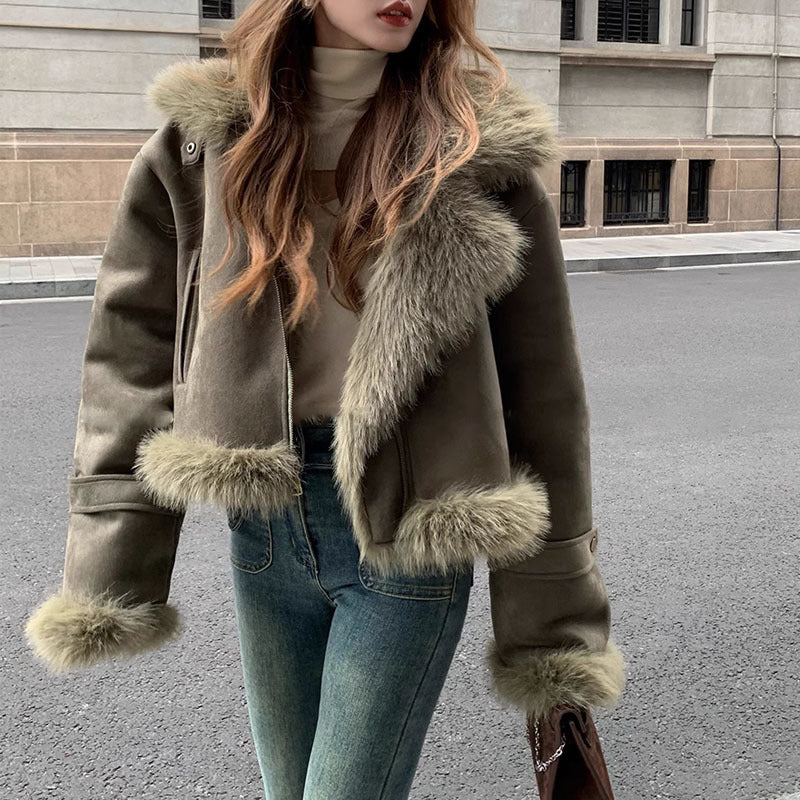 The Jordyn Oversized Cropped Faux Fur Winter Jacket - Multiple Colors