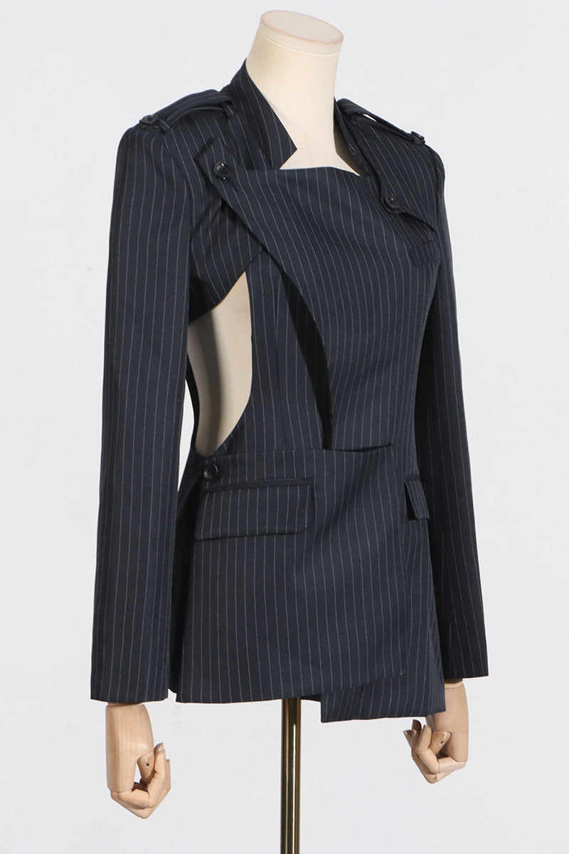 Irregular Cut Striped Blazer