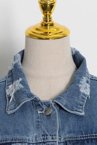 Knit Panel  Denim Button Jacket