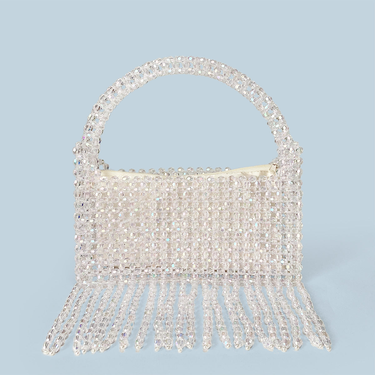 Sac à pompon de vacances Sac à perles tissé à la main lourd Sac à bandoulière tendance à une épaule Sensation brillante 