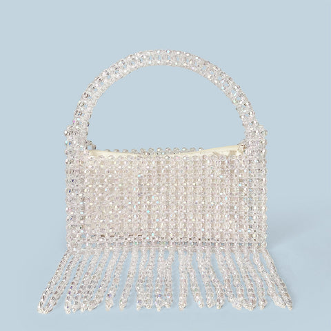 Sac à pompon de vacances Sac à perles tissé à la main lourd Sac à bandoulière tendance à une épaule Sensation brillante 