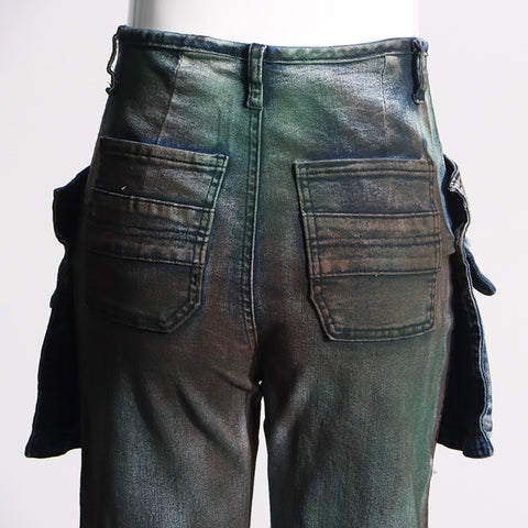 High Rise Gradient Straight Leg Cargo Jeans