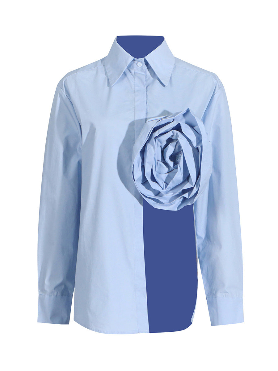 CHEMISE A-LINE BLEU CLAIR À FLEURS