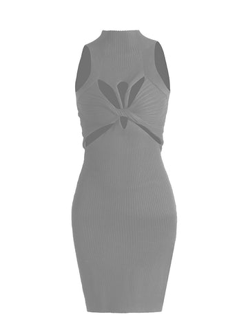 Pleated Detail Cut-Out Dress