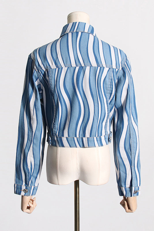 Wavy Stripe Denim Jacket