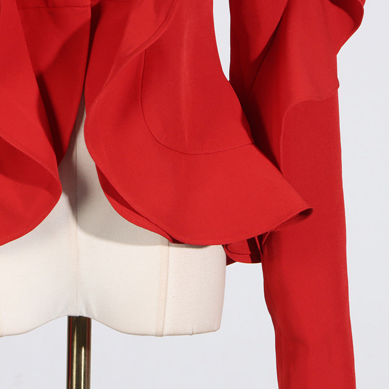 RED RUFFLE JACKET