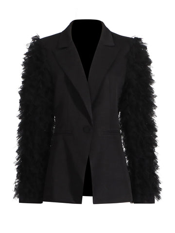 BLAZER WITH RUFFLED TULLE