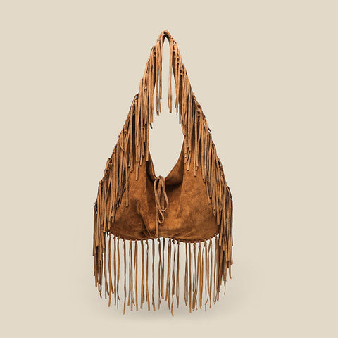 Tassel Large Capacity Tote Crescent Trendy One Shoulder Casual Simple Crossbody Suede Retro Dumpling Bag