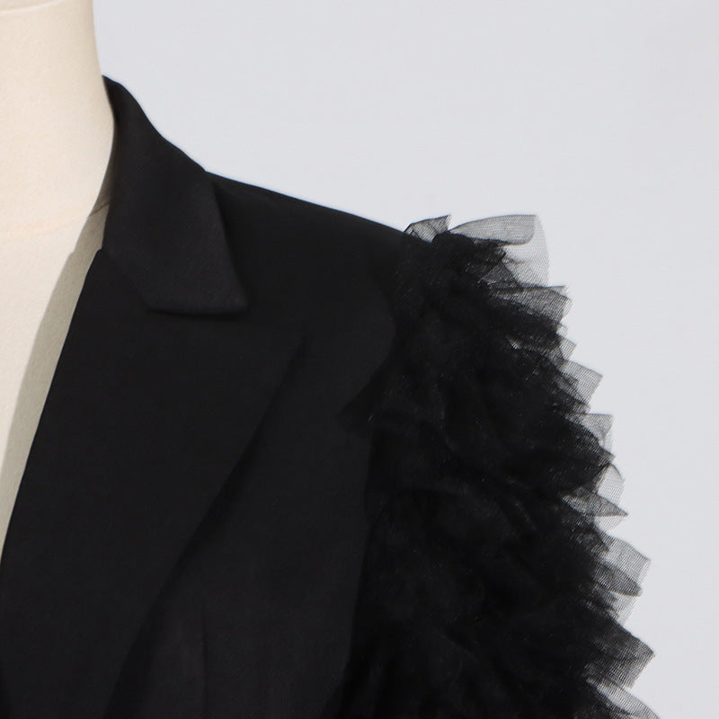 BLAZER WITH RUFFLED TULLE