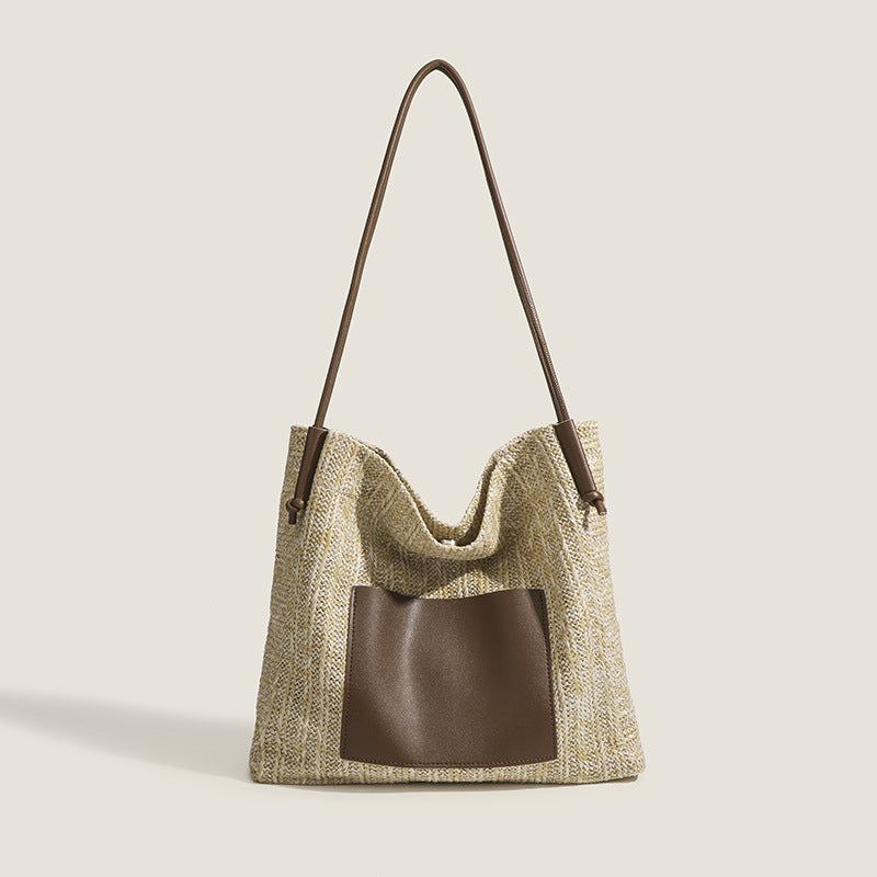 Vintage Weave Tote Bag Vacation Straw Bag Shoulder Bag Large Capacity Shopping Bag Beach Bag Mother Child Bag