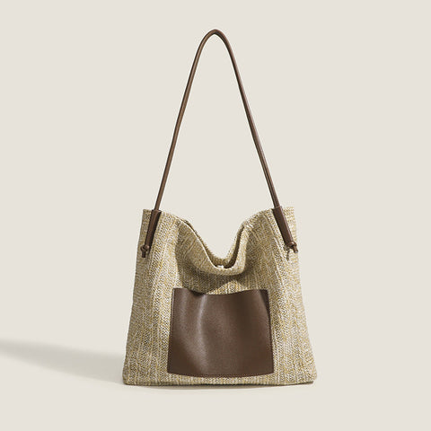 Vintage Weave Tote Bag Vacation Straw Bag Shoulder Bag Large Capacity Shopping Bag Beach Bag Mother Child Bag