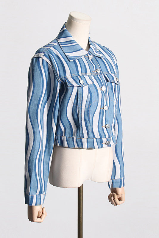 Wavy Stripe Denim Jacket