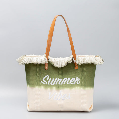 Embroidered Tote Bag Tassel Canvas Bag Magnetic Snap Office Bag Underarm Bag Beach Shoulder Bag Summer