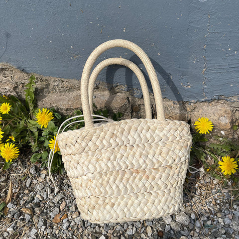 Sac de paille frais portable mignon petit embrayage coréen petit panier 