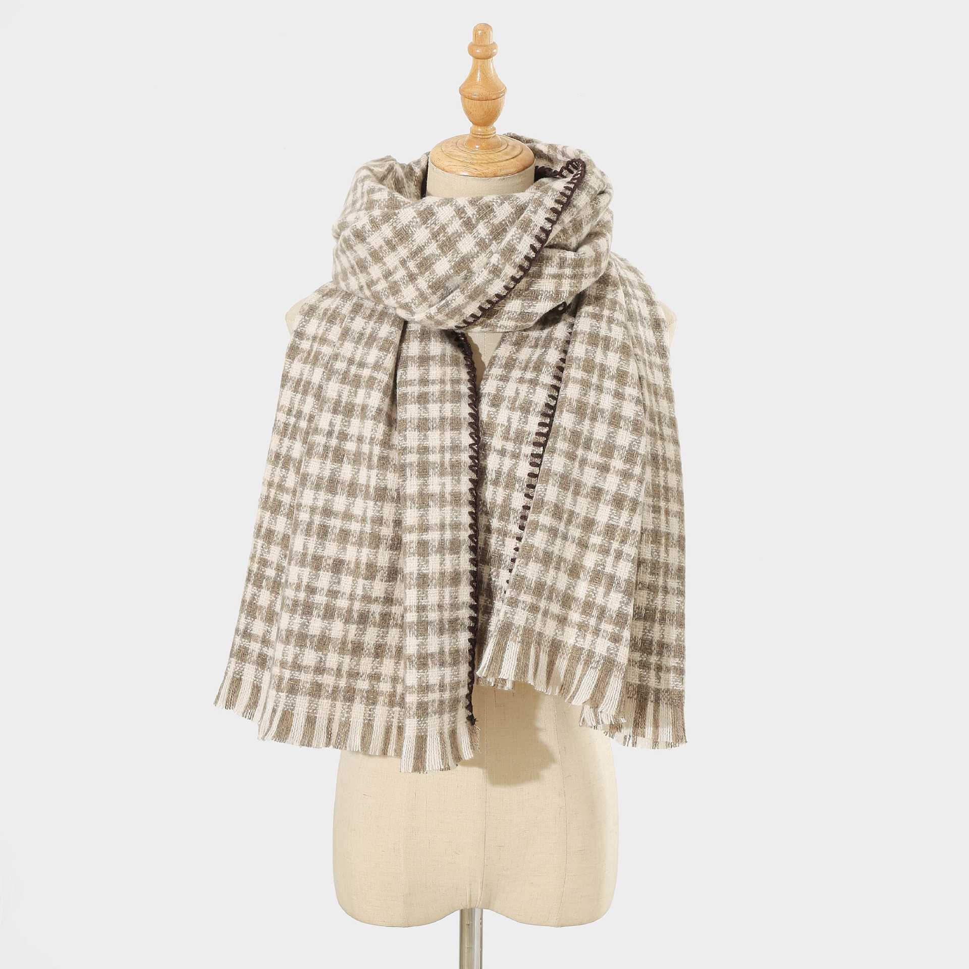 Scarf All Match Bag Edge Plaid Scarf Korean Thick Warm Scarf