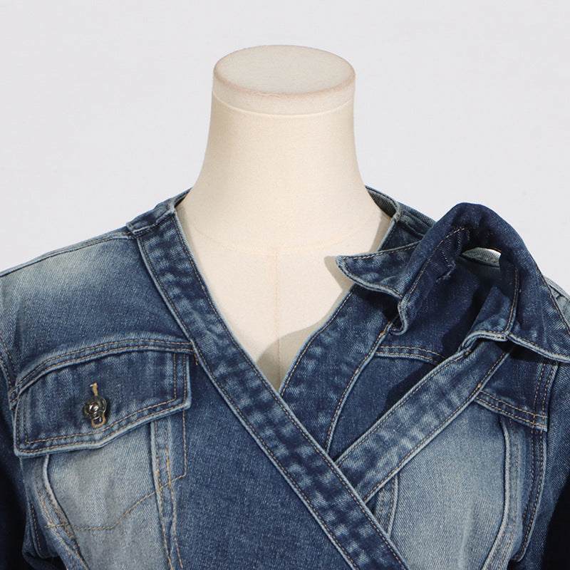 Personalized Short Irregular Collar Denim Jacket