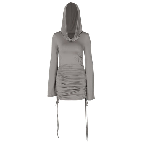 Robe à capuche avec cordon de serrage et coupe slim pour femme