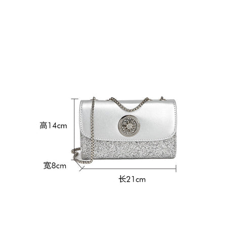 Taschentrend Besonderes Interesse Design Kette Diamant Eingebettet Kleine Quadratische Tasche 