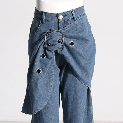 Belt Wide Leg Vintage Jeans