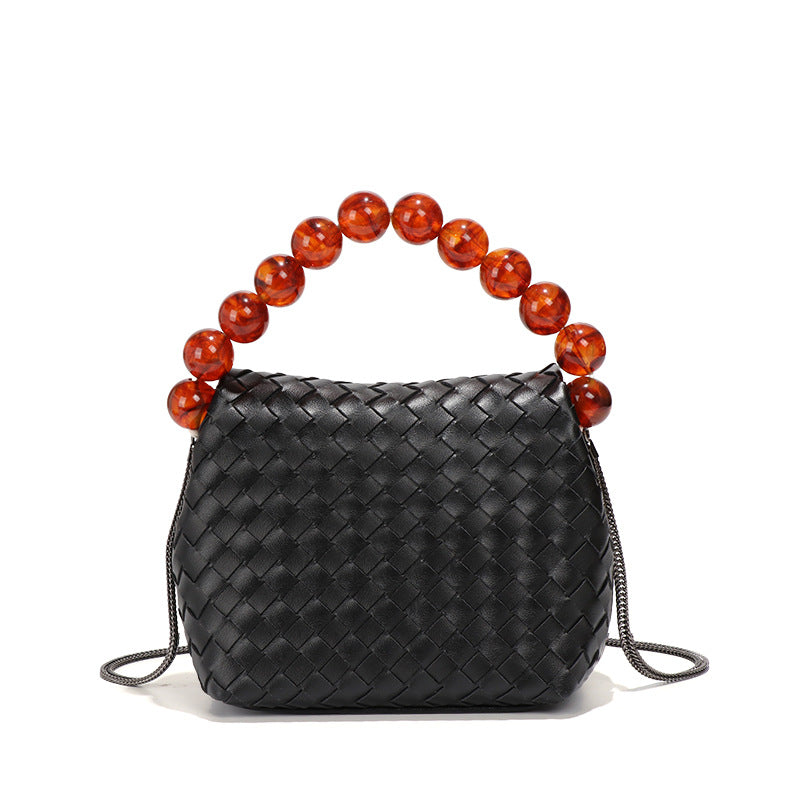 Sac à main en verre tissé vintage Niche All Match Sac à bandoulière Sac à bandoulière simple et tendance pour femmes 