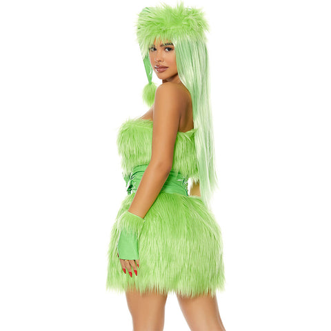 Halloween Green Fur Grinch Dress