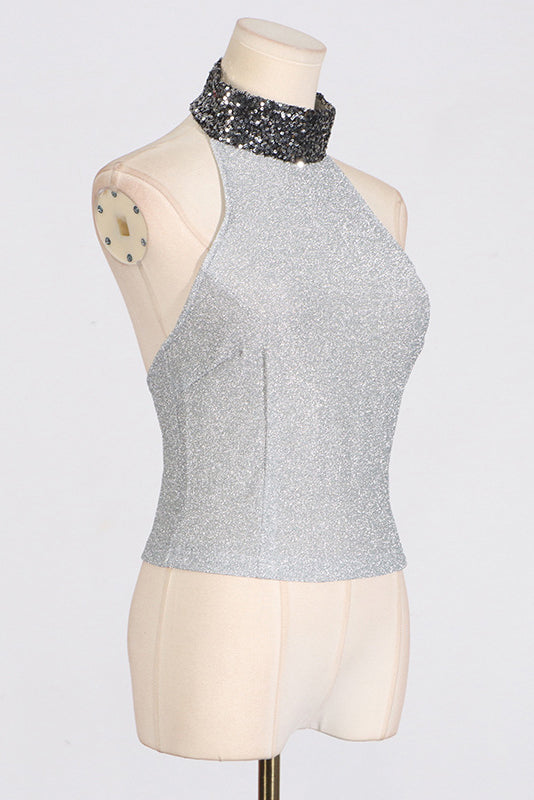 Sequin Panel Halter Top